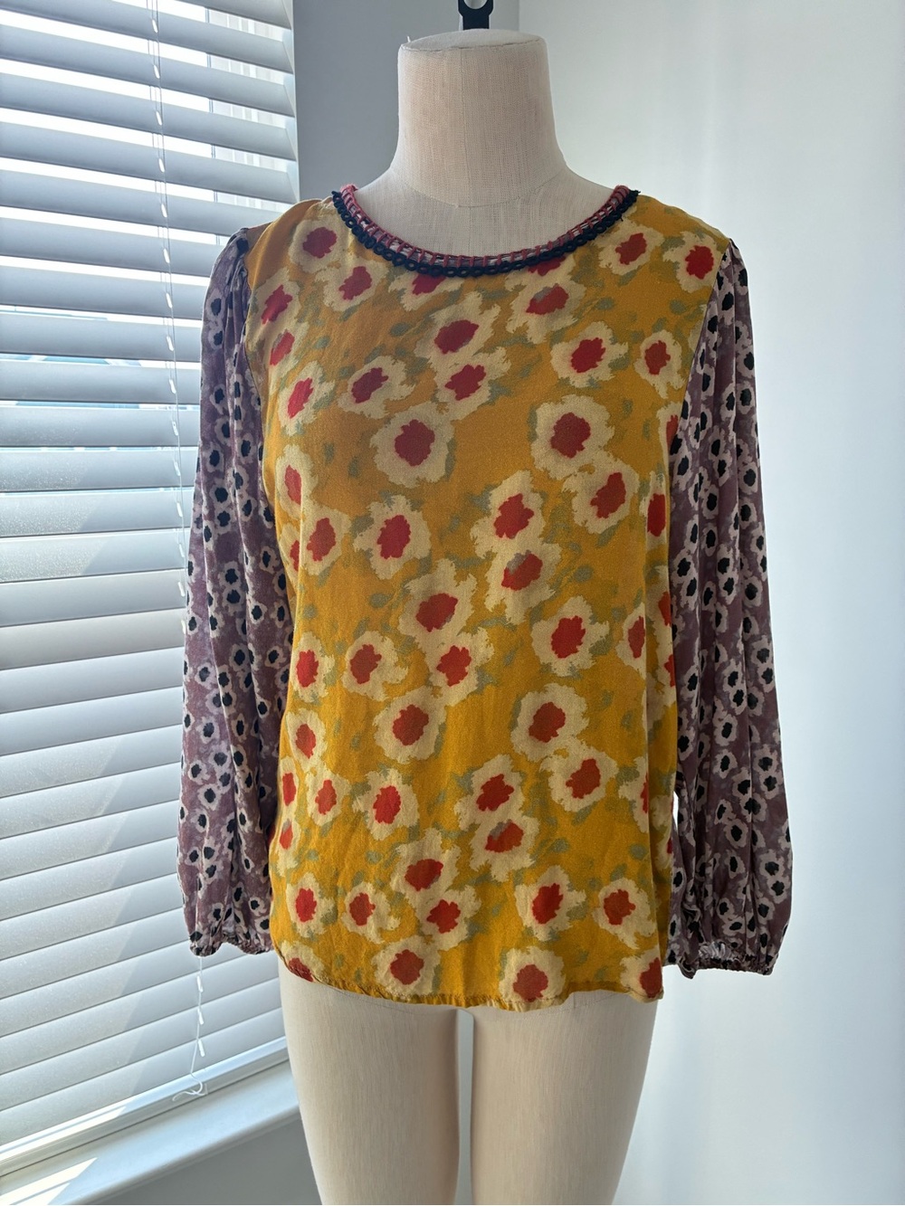 Blank London Anthropologie Women's Dorette Floral Peasant Blouse